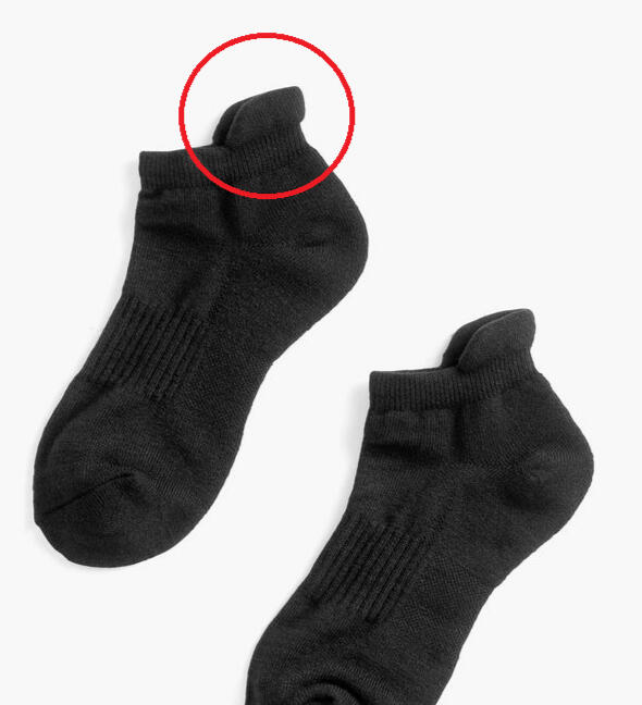 Thick hemmed Socks? I don't know what to call these exactly but they have these thick hem lips at the back. Circled in red. These are great for work.